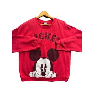 Disney MICKEY MOUSE Sweatshirt  Womens XXL Size 21 Red Long Sleeve Cartoon